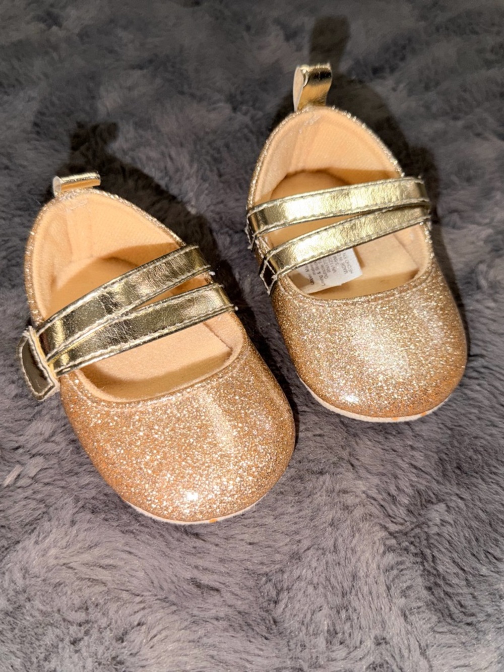 Girls Gold Glitter Mary Jane Shoes - infant 3/6 month
